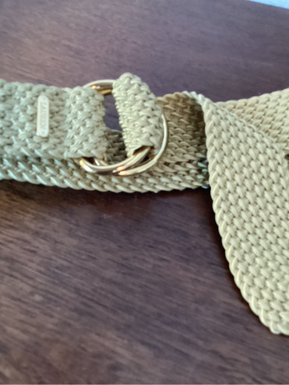 Ralph Lauren Woven Belt with Gold Double-Ring Buckle - Beige